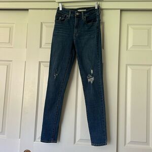 Levi’s 721 High Rise Skinny Ripped Blue Jeans